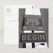 Carte Postale Signal officiel de début de la route 66 (Devant / Derrière)