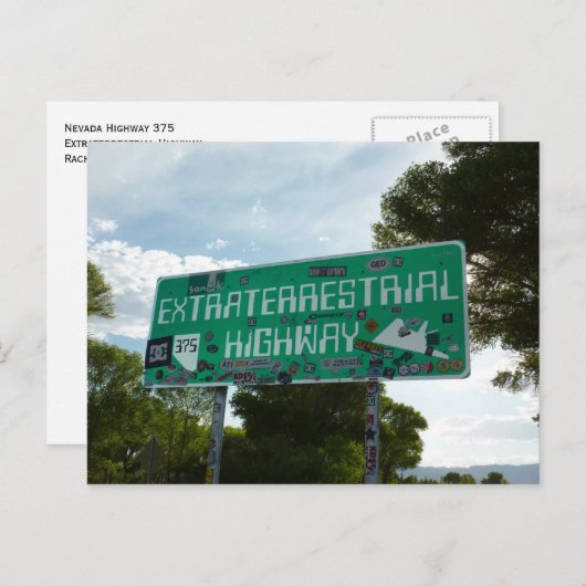 Carte Postale Signal routier extraterrestre, Rachel Nevada (Devant / Derrière)