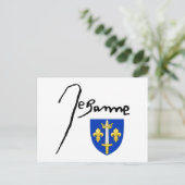 Carte Postale Signature / armoiries de Jeanne d'Arc (Debout devant)