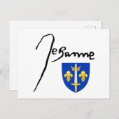 Carte Postale Signature / armoiries de Jeanne d'Arc (Devant / Derrière)