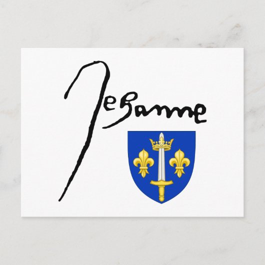 Carte Postale Signature / armoiries de Jeanne d'Arc (Devant)