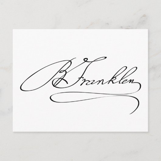 Carte Postale Signature Ben Franklin (Devant)