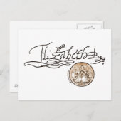 Carte Postale Signature Elizabeth I (Version 1) (Devant / Derrière)