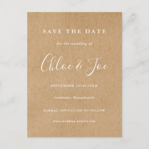 Carte Postale Signature Mariage Enregistrer la date Rustic Kraft
