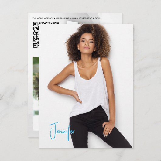 Carte postale signature QR Code Acteur Modèle Prom (Devant / Derrière)