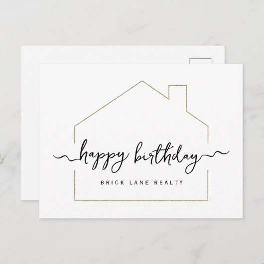 Carte Postale Signature Script Joyeux Anniversaire Réalité (Devant / Derrière)