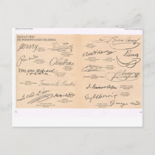 Carte Postale Signatures anciennes de personnes célèbres