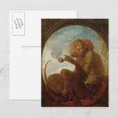Carte Postale Signe avec un singe fumant une pipe (Devant / Derrière)