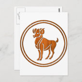 Carte Postale SIGNE D'Astrologie Zodiac Ram Wood Aries (Devant / Derrière)