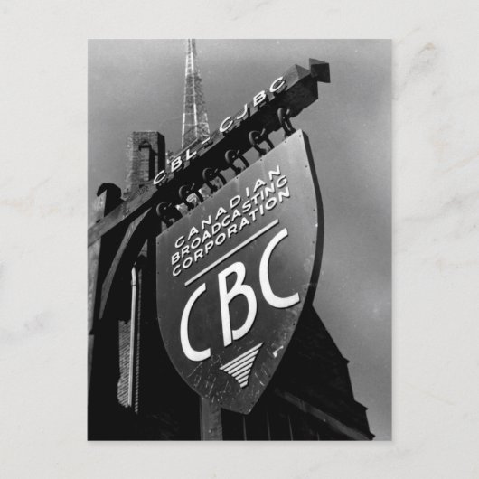 Carte Postale Signe de la rue Jarvis de la CBC (années 1940) (Devant)