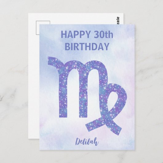 Carte Postale Signe de la Vierge mignon personnalisé Joyeux Anni (Devant / Derrière)