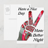 Carte Postale Signe de paix de la main (Devant / Derrière)