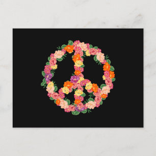 Carte Postale Signe de paix floral Art des années 1970 Costume H