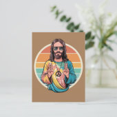 Carte Postale Signe de paix Hippie Jésus (Debout devant)