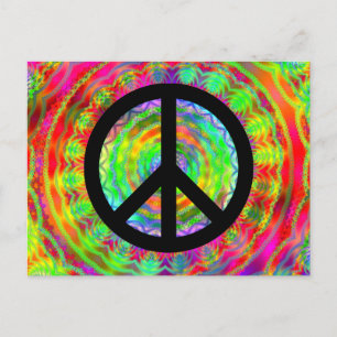 Carte Postale Signe de paix noir funky