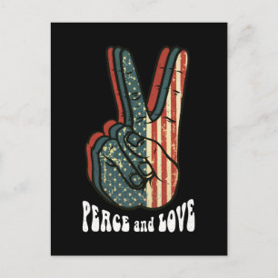 Carte Postale Signe de Paix Rétro Vintage 60's 70's Cadeau Hippi
