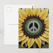 Carte Postale Signe de paix tournesol  (Devant / Derrière)