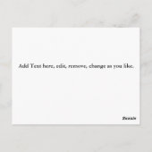 Carte Postale Signe de rue vide, Ajouter un nom, nom de rue (Dos)