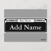Carte Postale Signe de rue vide, Ajouter un nom, nom de rue (Dos)