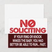 Carte Postale Signe de sollicitation - Ne réveillez pas le bébé (Devant / Derrière)