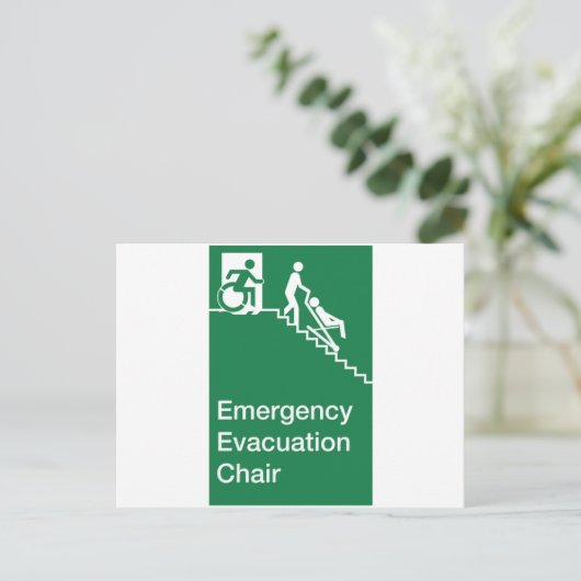 Carte Postale Signe du fauteuil d'évacuation en fauteuil roulant (Debout devant)