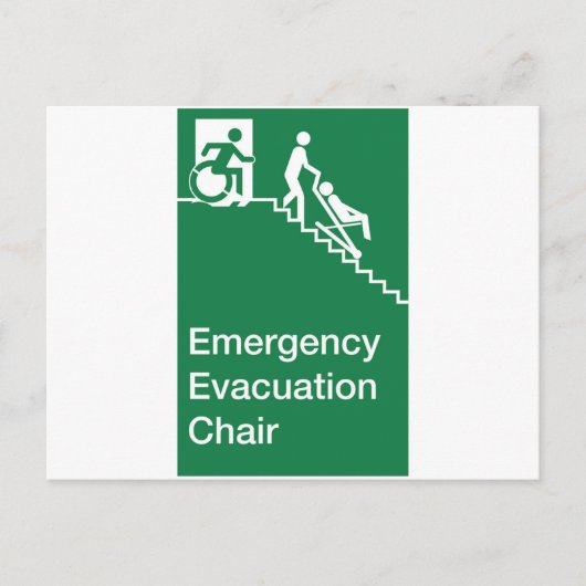 Carte Postale Signe du fauteuil d'évacuation en fauteuil roulant (Devant)