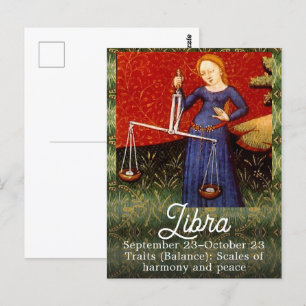 Carte Postale Signe du zodiaque Balance Fête d'anniversaire