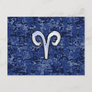 Carte Postale Signe du zodiaque Bélier sur décor camouflage numé