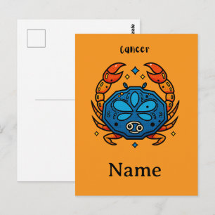 Carte Postale Signe du zodiaque Cancer - Pop Art - Crabe céleste