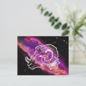 Carte Postale Signe du zodiaque Constellation Bélier Rose Violet (Debout devant)