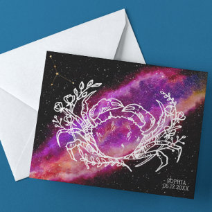 Carte Postale Signe du zodiaque Constellation Cancer Rose Galaxi