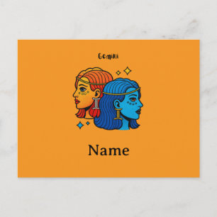 Carte Postale Signe du zodiaque Gémeaux Pop Art - Jumeaux célest