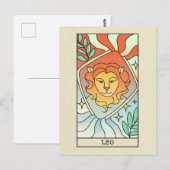 Carte Postale Signe du zodiaque Lion Art abstrait Vintage (Devant / Derrière)
