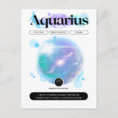 Carte Postale Signe du zodiaque moderne Verseau Citation Élément (Devant)