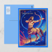 Carte Postale Signe du zodiaque Sagittaire comme l'Archer Célest (Devant / Derrière)