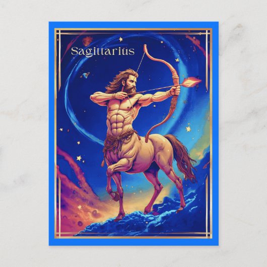 Carte Postale Signe du zodiaque Sagittaire comme l'Archer Célest (Devant)