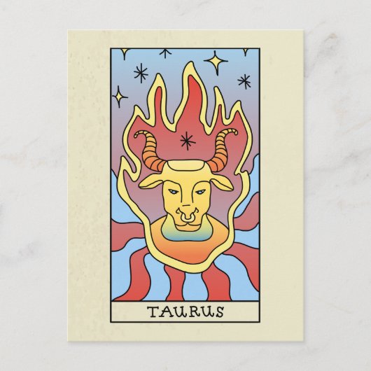 Carte Postale Signe du zodiaque Taureau Art abstrait Vintage (Devant)