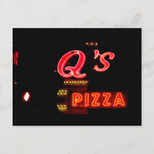 Carte Postale Signe Neon Vintage de la pizzeria Q, Hillside Il.