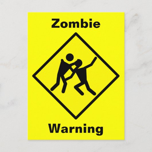 Carte Postale SIGNE ROUTIER D'Avertissement Zombie (Devant)