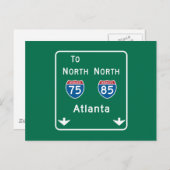 Carte Postale SIGNE ROUTIÈRE D'Atlanta, GA (Devant / Derrière)