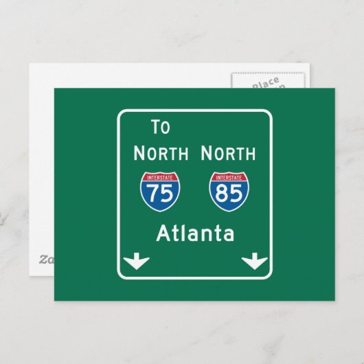 Carte Postale SIGNE ROUTIÈRE D'Atlanta, GA (Devant / Derrière)