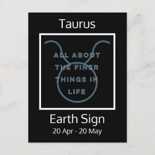 Carte Postale SIGNE Zodiaque Taurus Citation amusante en bleu et
