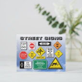 Carte Postale Signes de la rue Funny (route) (Debout devant)