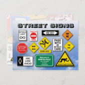 Carte Postale Signes de la rue Funny (route) (Devant / Derrière)