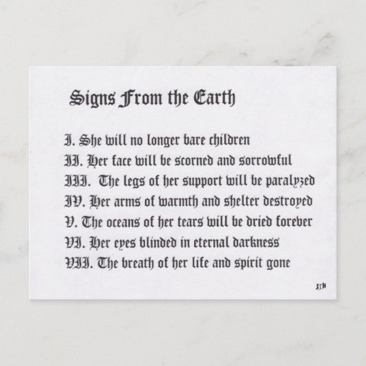 Carte Postale Signes De La Terre (Devant)