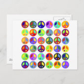 Carte Postale Signes de paix colorés (Devant / Derrière)