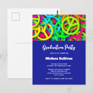 Carte Postale Signes de paix super Rainbow Motif Graduation