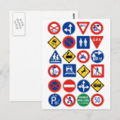 Carte Postale Signes routiers japonais (arrière - plan blanc) (Devant / Derrière)