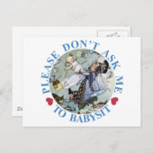 CARTE POSTALE S'IL VOUS PLAÎT NE ME DEMANDEZ PAS À BABYSIT (Devant / Derrière)