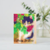 Carte Postale S'il vous plaît, soyez à moi, Chat avec Rose Rouge (Debout devant)